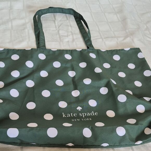 Kate Spade Dark Green and White Polka Dot Reusable Shopping  Tote - Picture 14 of 16